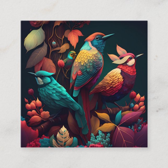 Beautiful Colourful Birds Enclosure Card (Front)