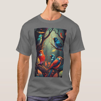 Beautiful Colourful Birds Illustration Artwork 13  T-Shirt