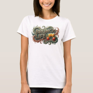 Beautiful Colourful BRUNCH LIFE Slogan Tee