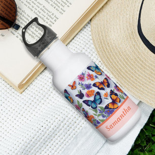 Beautiful colourful Butterflies and Flowers 532 Ml Water Bottle