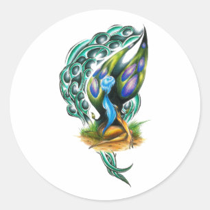 Beautiful Colourful Celtic Forest Faery Classic Round Sticker