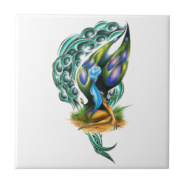 Beautiful Colourful Celtic Forest Faery Tile (Front)