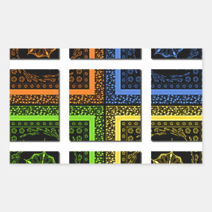 Beautiful colourful chequered geometrical stripes rectangular sticker