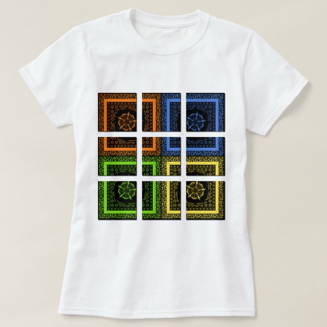 Beautiful colourful chequered geometrical stripes T-Shirt (Design Front)