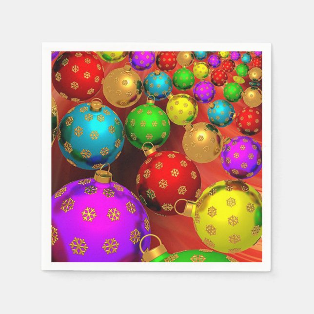Beautiful, Colourful, Christmas Ornaments Napkin (Front)