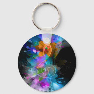 Beautiful colourful cool splatter flowers leaves key ring