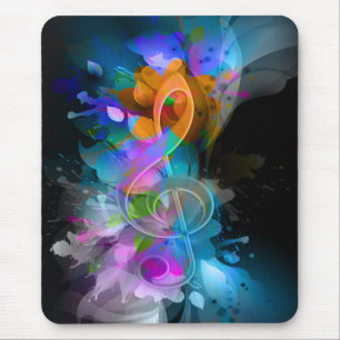 Beautiful colourful cool splatter flowers leaves mouse mat