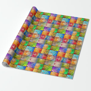 Beautiful Colourful Cracked Mosaic Tile Pattern Wrapping Paper