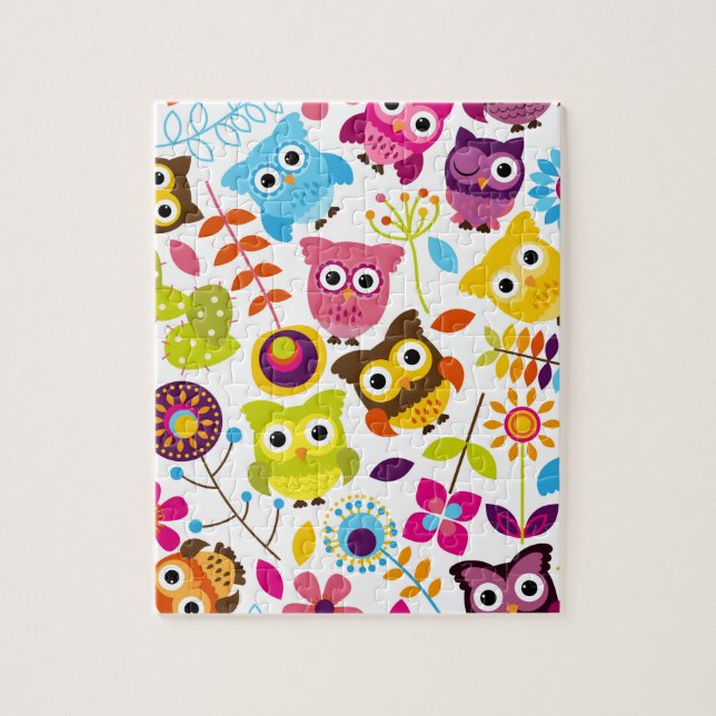 Beautiful Colourful Custom Owl Jigsaw Puzzle (Vertical)
