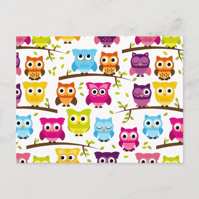 Beautiful Colourful Custom Owl Postcard (Front)