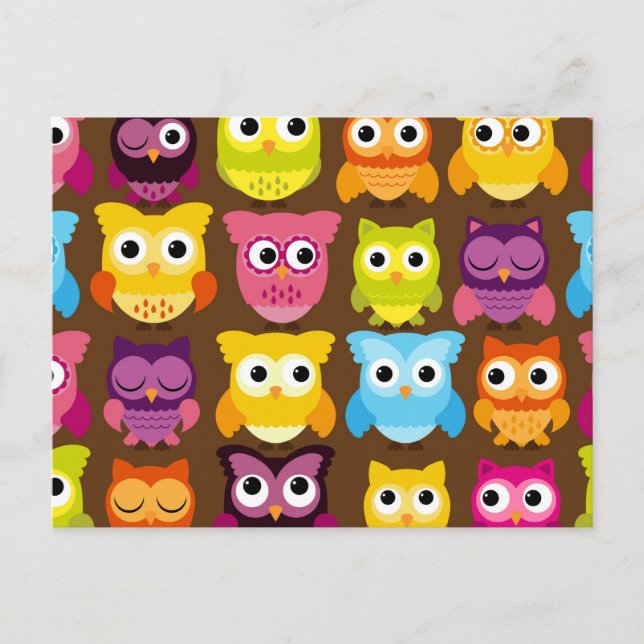 Beautiful Colourful Custom Owl Postcard (Front)