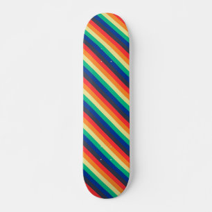 Beautiful colourful diagonal rainbow stripes skateboard