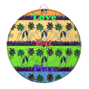 Beautiful colourful Eat Love Play text Floral Pop  Dartboard