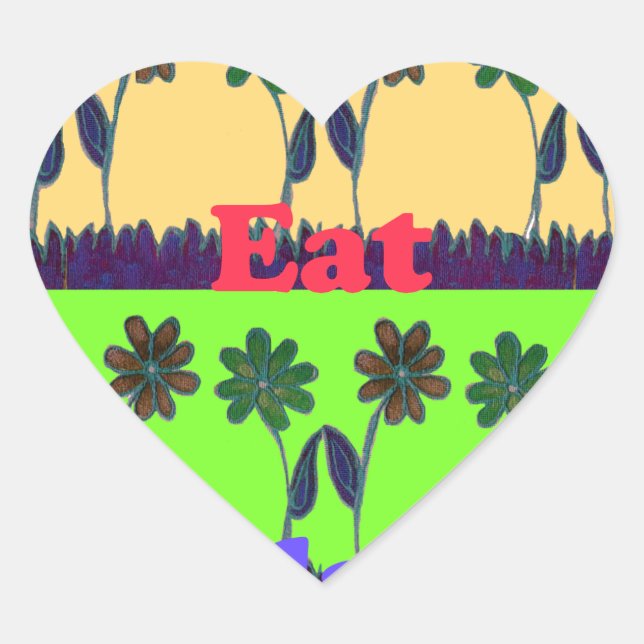 Beautiful colourful Eat Love Play text Floral Pop  Heart Sticker (Front)