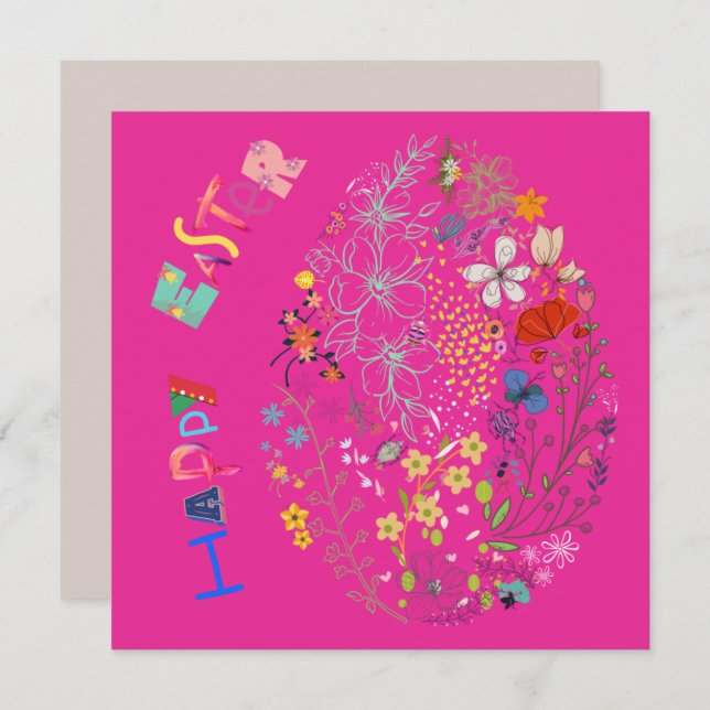 Beautiful Colourful Egg Floral Easter Card (Front/Back)