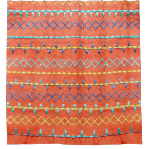 Beautiful, colourful, embroidered, hippie style pi shower curtain