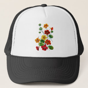 Beautiful Colourful Embroidered Nasturtiums Trucker Hat