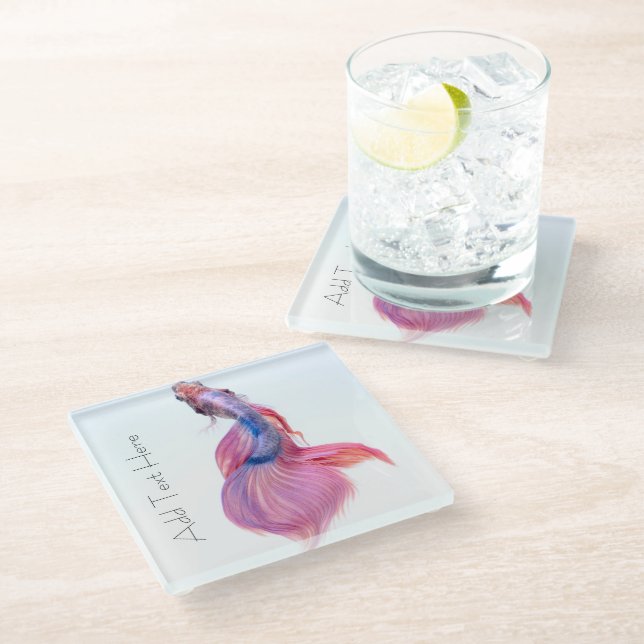 Beautiful Colourful Fantasy Koi Fish Glass Coaster (Angled)