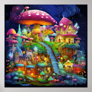Beautiful Colourful Fantasy Magical Landscape Poster