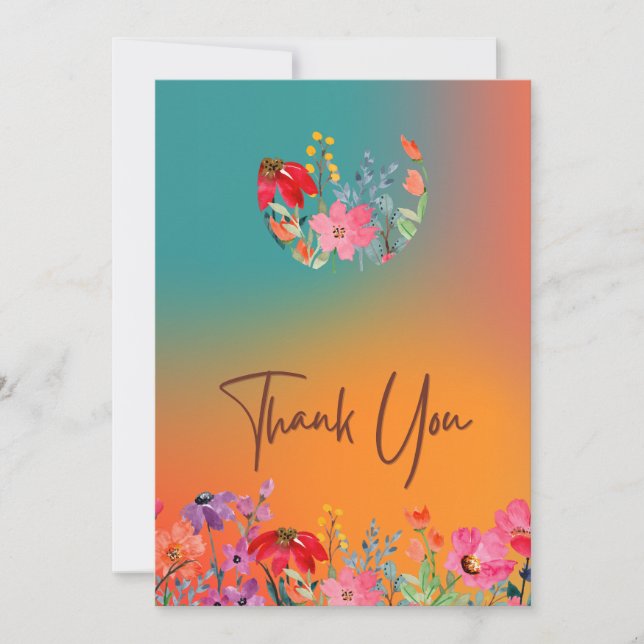 Beautiful, colourful Flat Thank You Card (Front)