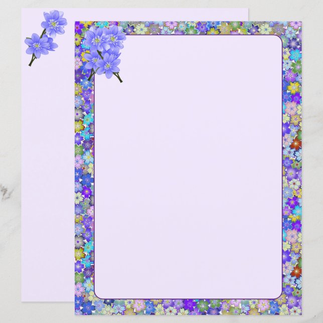 Beautiful Colourful Floral 8.5 x 11 Stationary (Front/Back)