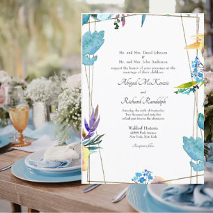 Beautiful Colourful Floral Both Parents Wedding Invitation