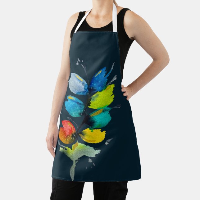 Beautiful colourful floral loose watercolor flower apron (Insitu)