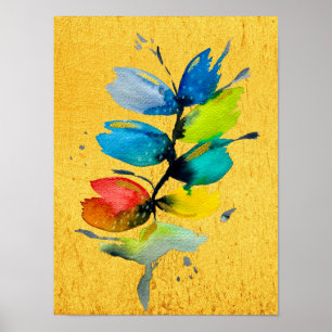 Beautiful colourful floral loose watercolor flower poster