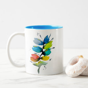 Beautiful colourful floral loose watercolor flower Two-Tone coffee mug