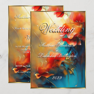 Beautiful colourful floral Modern Wedding Invitation