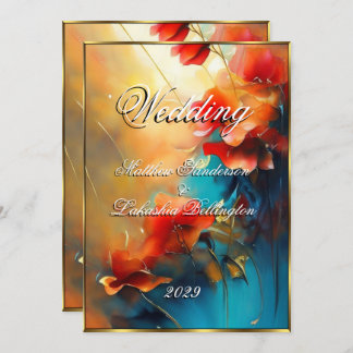 Beautiful colourful floral Modern Wedding  Invitation