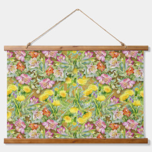 Beautiful Colourful Floral Pattern Pink Yellow  Hanging Tapestry