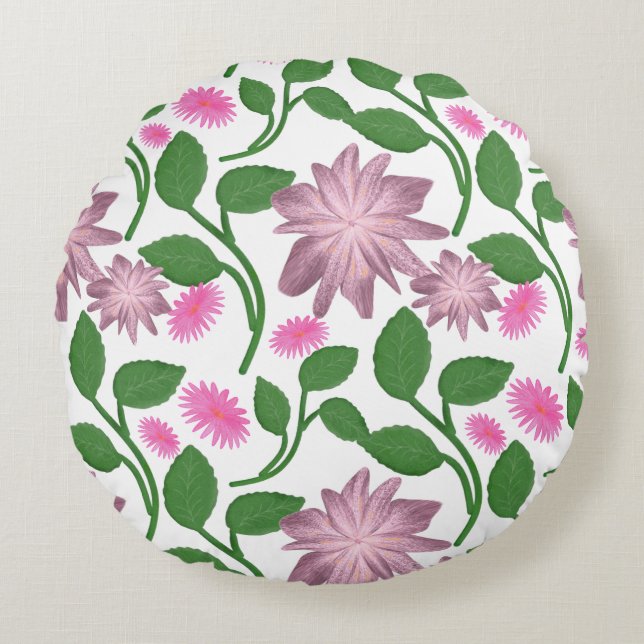 Beautiful Colourful floral pattern  Round Cushion (Front)