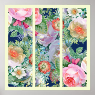 Beautiful Colourful Floral Triptych Poster