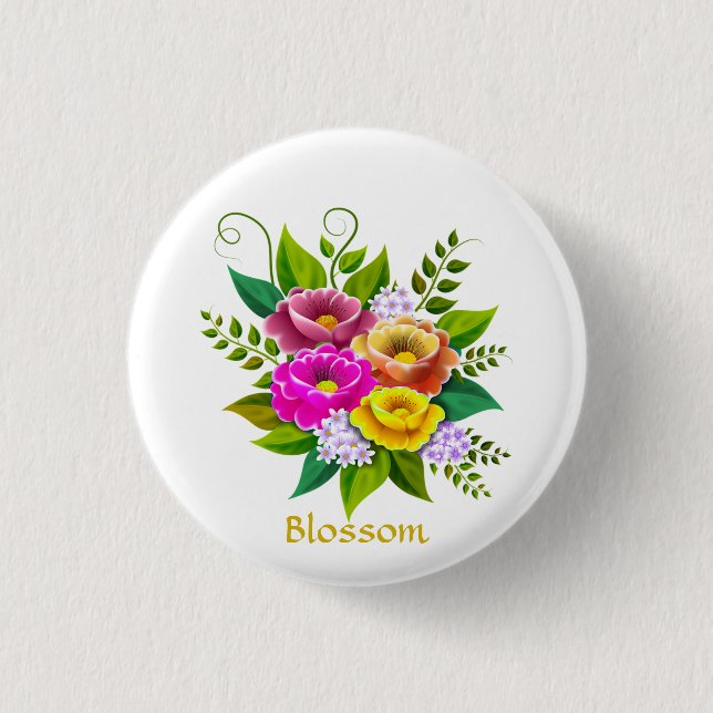 Beautiful Colourful Flower Bouquet 3 Cm Round Badge (Front)