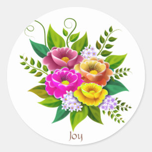 Beautiful Colourful Flower Bouquet Classic Round Sticker
