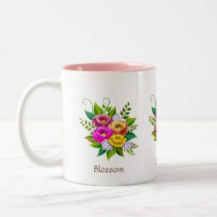 Beautiful Colourful Flower Bouquet Two-Tone Coffee Mug