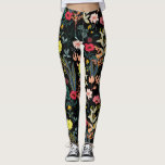 Beautiful Colourful Flowers and Botanical Plants Leggings<br><div class="desc">Stunning leggings featuring a pattern of colourful pink,  red and yellow flowers and plants set against a black background. Elegant,  yet playful,  making them perfect for a night out,  concert,  festival,  yoga workout or everyday wear.</div>