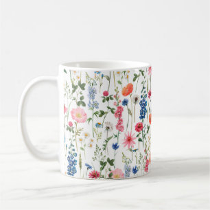 Beautiful colourful flowers garden seamless patter coffee mug