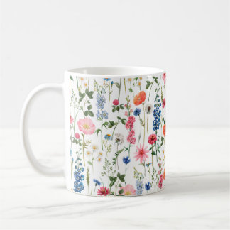 Beautiful colourful flowers garden seamless patter coffee mug