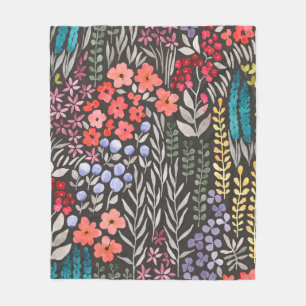Beautiful colourful flowers garden seamless patter fleece blanket