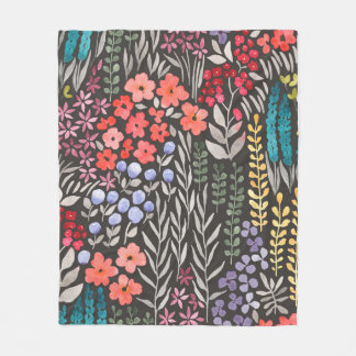 Beautiful colourful flowers garden seamless patter fleece blanket