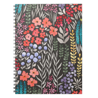 Beautiful colourful flowers garden seamless patter notebook