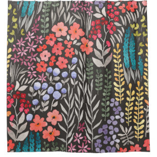 Beautiful colourful flowers garden seamless patter shower curtain