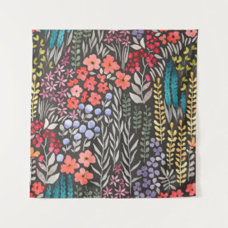 Beautiful colourful flowers garden seamless patter tapestry