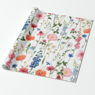 Beautiful colourful flowers garden seamless patter wrapping paper