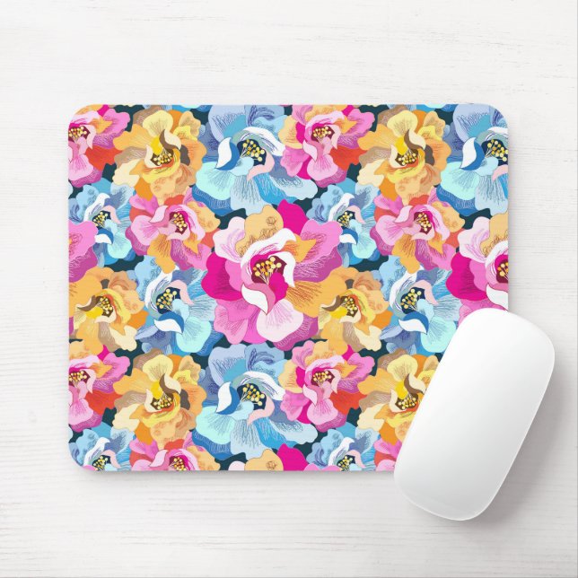Beautiful Colourful Flowers  Mouse Mat (With Mouse)