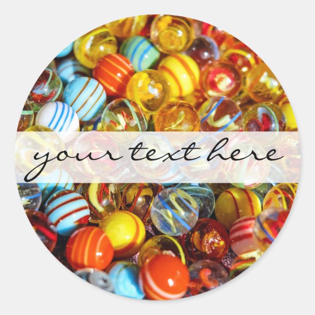 beautiful colourful glass marble balls photograph classic round sticker (Front)