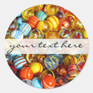 beautiful colourful glass marble balls photograph classic round sticker