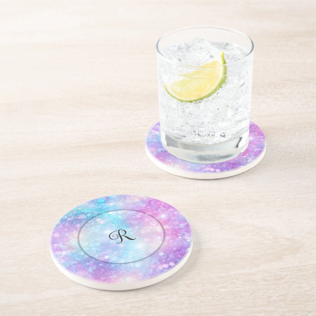 Beautiful Colourful Glittery Background Coaster (Side)